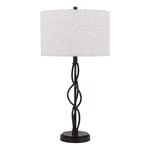 Benjara Round Fabric Shade Table Lamp- Metal Spiral Base- White/textured Bronze. Fixed Price $296.99.