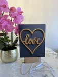 Love Heart Led Night Light Decorative Acrylic Lamp Wood Base , Multi Color. Fixed Price $45.99.