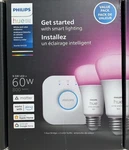 Philips Hue Smart Light Bulbs Starter Kit With 2X 60W And Bridge -free S/h. Fixed Price $69.98.