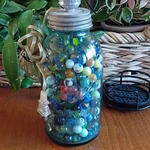 Ball Mason Jar Accent Lamp Multicolor Toy Marbles Corded Glass Vintage Clear. Fixed Price $70.00.