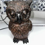 Tall 10" Owl Lamp Night Light Up Decorative Accent Bronze Brown Resin Electrical. Fixed Price $28.00.
