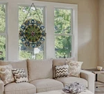 River Of Goods Webbed Heart Window Panel 22" Dia Multi-colored Stained Glass. Fixed Price $189.99.