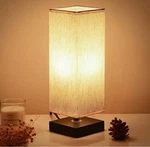 Small Bedside Table Lamp, Minimalist Solid Wood Bedroom With Square Fabric. Fixed Price $28.59.