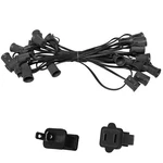 10'-50' Black Patio Light Stringer, 12" Spacing, E17 Sockets, 8A, SPT1. Fixed Price $8.99.