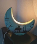 Vintag Crescent Moon Southwest Tabletop Night Light Navajo Signed Hand Painted. Fixed Price $29.98.