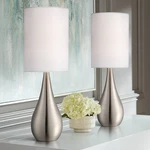 Evans Modern Accent Table Lamps 21" High Set Of Brushed Nickel Bedroom House. Fixed Price $89.98.