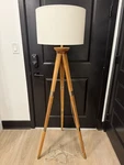 Threshold Elegant Standing Lighting Tripod Floor Lamp Oak Tone Wooden Finish 3W. Fixed Price $85.00.