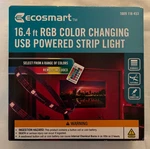Ecosmart 16.4 Ft Rgb Led Color Changing Usb Powered Light Strip W/remote Nip. Fixed Price $5.20.