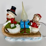 Sledding Snowman And Woman Night Light, Winter. Fixed Price $18.05.