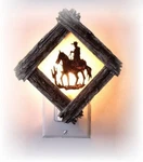 Cowboy On Horse Night Light 3" Diameter Bright Western Art. Fixed Price $19.95.