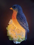 Ibis And Orchid Design Bluebird & Cherry Blossoms Bonded Marble Night Light New. Fixed Price $28.00.