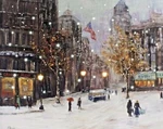 Oak Street Wholesale Winter City Canvas Print With Timed Lights. Fixed Price $82.71.