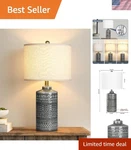 Elegant 3-WAY Dimmable Ceramic Table Lamp With White Shade For Cozy Spaces. Fixed Price $79.99.