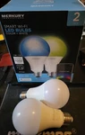 2 Pack Merkury Innovations 11W = 75WRGB Led Wi-fi Smart Bulbs Color + White. Fixed Price $9.49.