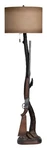 Birchwood Hunt Club Floor Lamp, Brown, Rustic, Rifle, Ammo. Fixed Price $1661.99.