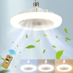 E27 Socket Light With Remote, Ceiling Fan Adjustable Smart Led 3 Windshields. Fixed Price $12.99.