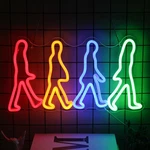 Rock Band Neon Sign Four People Walking Lights For Bedroom Music Led. Fixed Price $49.57.