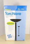Vintage Black Torchiere Floor Lamp Saucer Dimmable 71" Tall New Maxlite. Fixed Price $150.00.